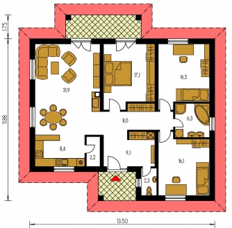 Plan de sol du rez-de-chaussée - BUNGALOW 2